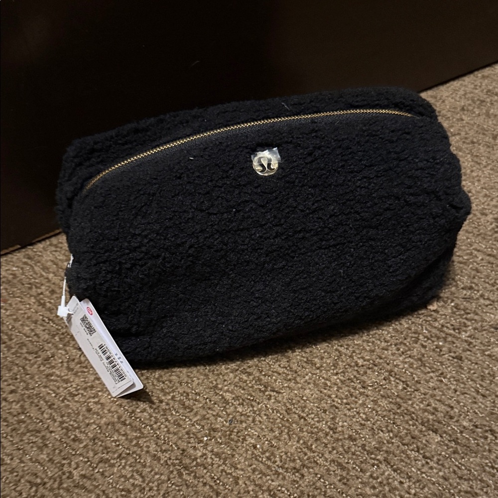 NWT Lululemon Black Fuzzy Zip Pouch